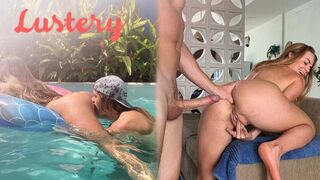 Buxom világos szőke amateur seggét basszák úszás után